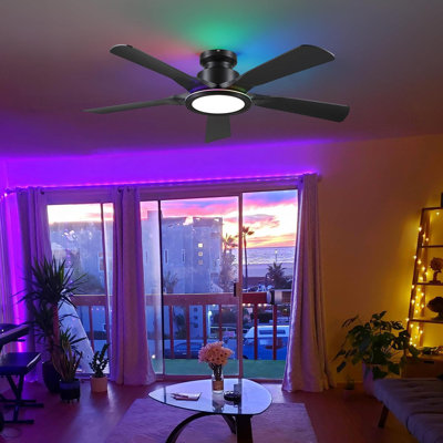 Ventilateurs de plafond à profil bas de 52 po avec lumières et télécommande
