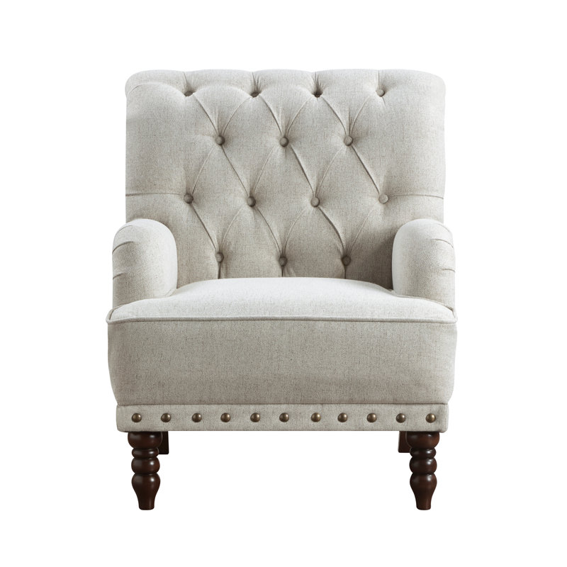 Garrix 31.5" Modern & Contemporary Accent Chair - Textured Fabric Accent Chair Supportive Pocket Coil Seating, Elegant Button-Tufted Back