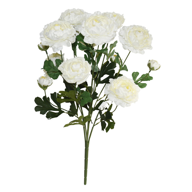 19" Ranunculus Bush - 14 Heads, Cream