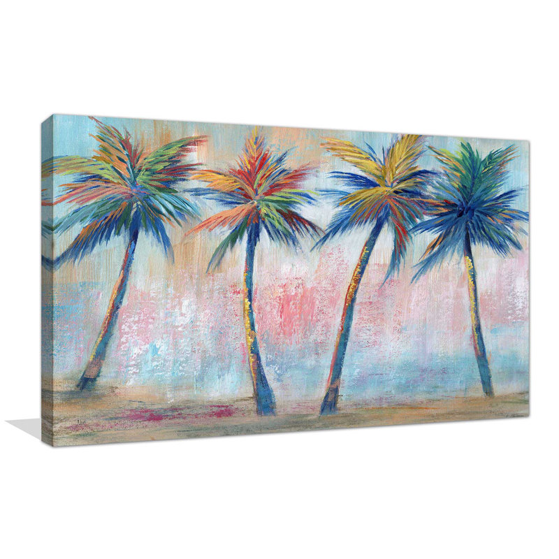 «Color Pop Palms» par Nan - reproduction d'art, Toile tendue, H 24 po x l 40 po x P 1,5 po