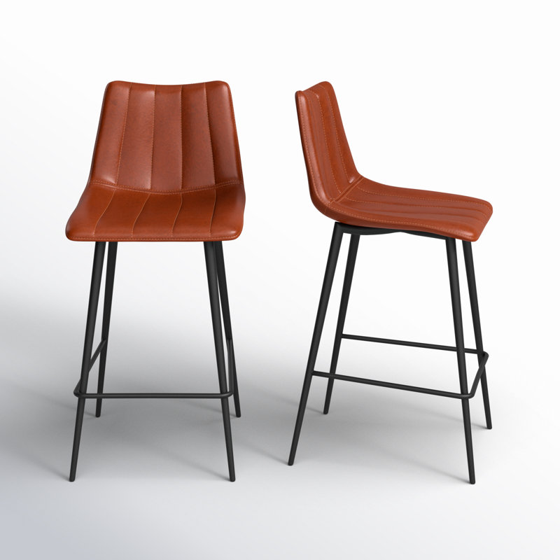 Finnigan Counter & Bar Stool, Brown/Faux Leather, Counter Stool (26" Seat Height)