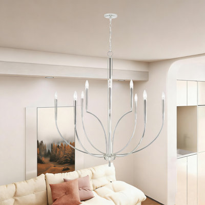 Oversize 43in 9-light Dimmable Satin Nickel Chandelier,classic/tradtional