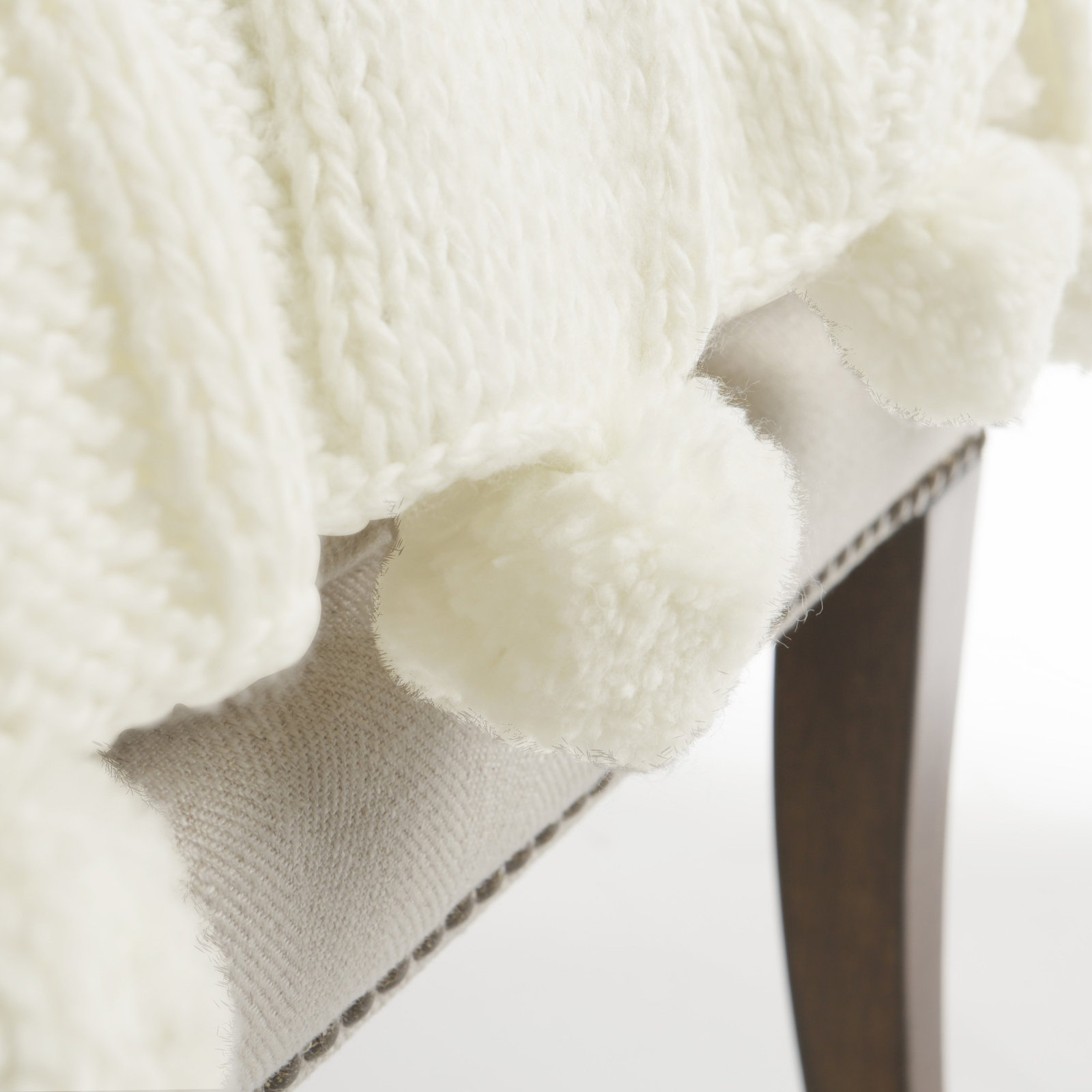 Garett Knit Throw Blanket, White