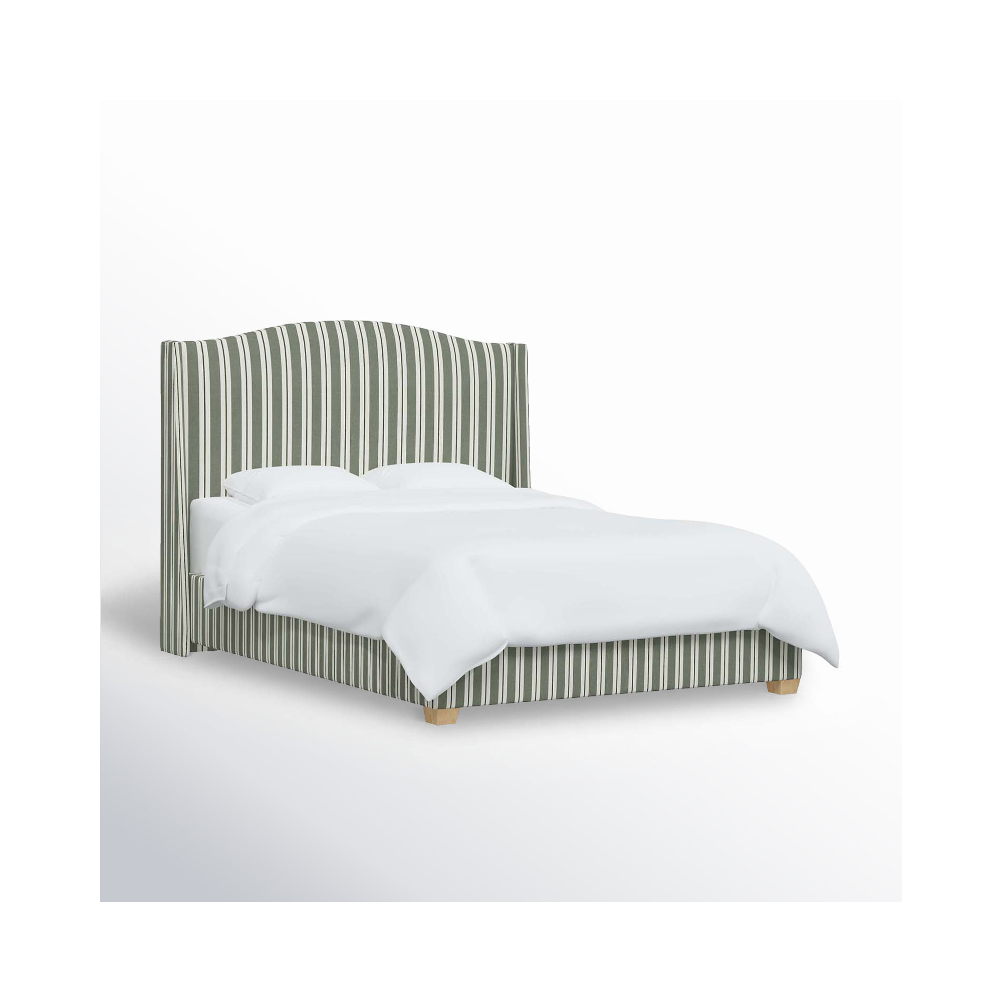 Hagerman Upholstered Wingback Bed, Full, Anderson Stripe Green