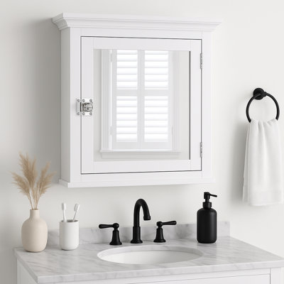 Allare Removable Medicine Cabinet with Mirrored Door, Crown Molding, Adjustable Shelf for Bathroom Storage