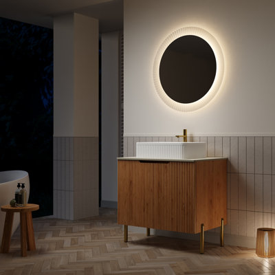 Meuble-lavabo simple avec plateau en pierre frittée