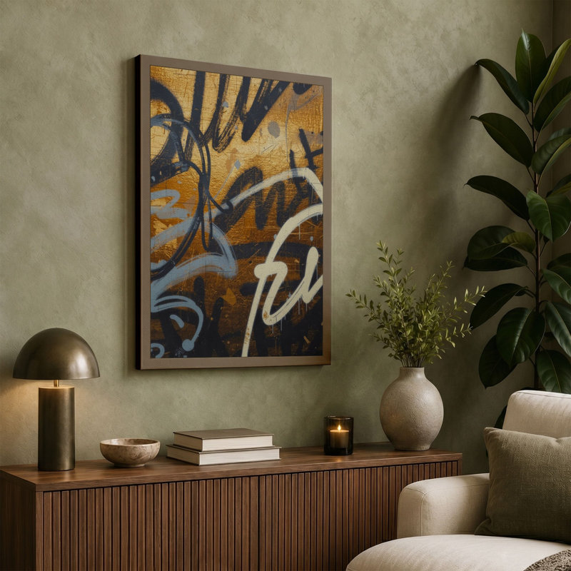 Urban Letters Industrial - Wrapped Canvas, 36x24 - 91.4 x 61.0 cm, Ochre Border
