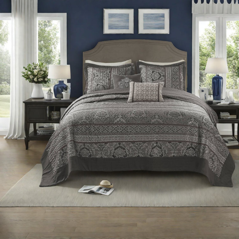 Ensemble de literie réversible luxueux, jacquard en polyester, décoration intérieure moderne