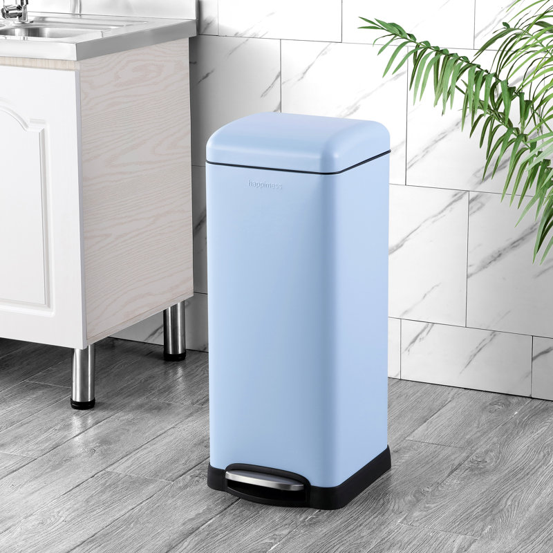 Poubelle à pédale Betty Retro Steel, Marée, bleu piscine, 8 gallons