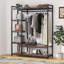 Armoire autoportante 47,24 po rustique brun avec 6 tablettes et barre de suspension
