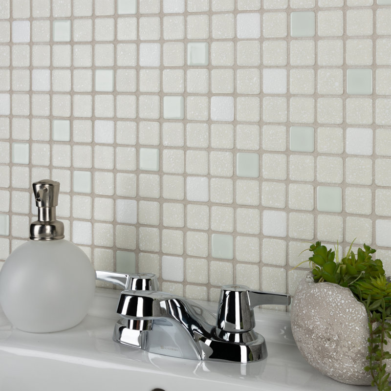 Crystalline Square 1.1" x 1.1" Porcelain Grid Mosaic Wall & Floor Tile, Pistachio