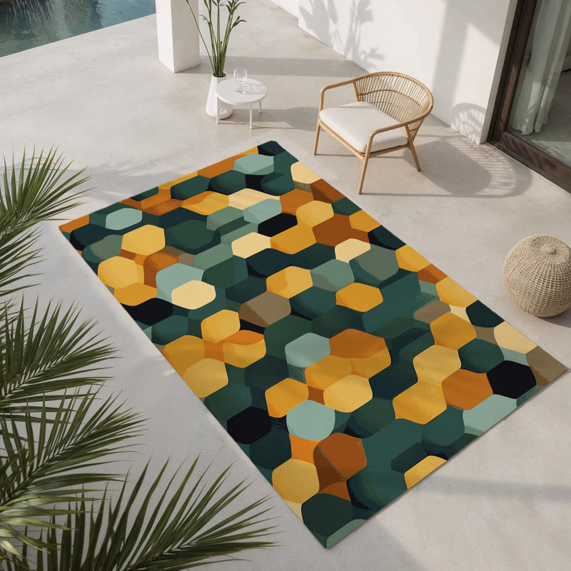 Tapis intérieur et extérieur Grid Harmony, Rectangle 1'6" x 2'6"