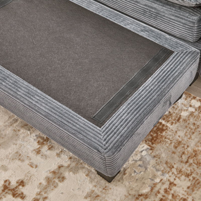 Canapé rembourré 45 po en velours côtelé simple avec repose-pieds, Gray