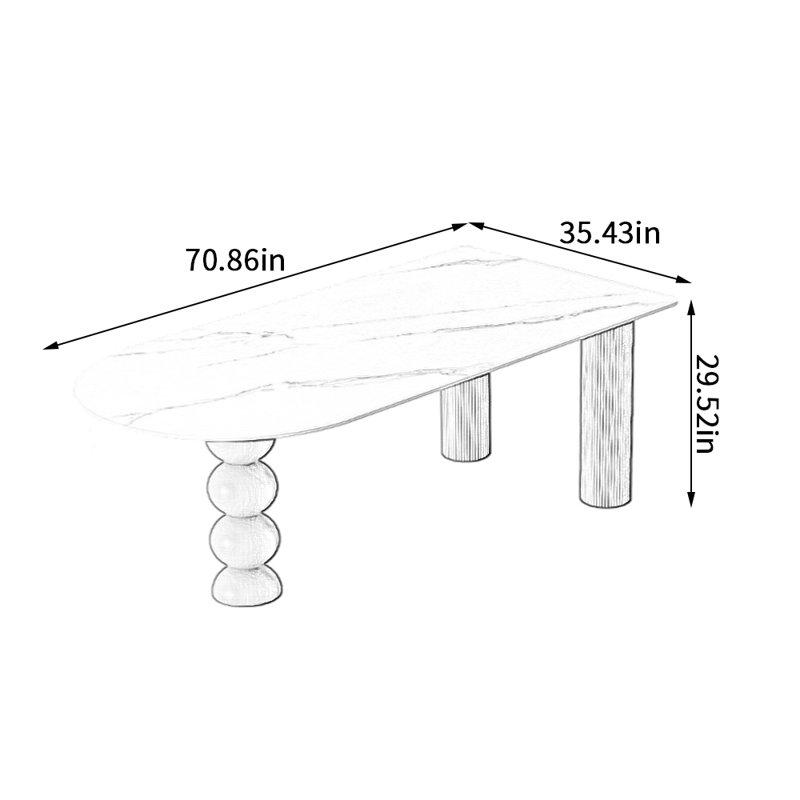 Table de salle à manger Modern Creative, H 29,52 po x L 70,86 po x l 35,43 po