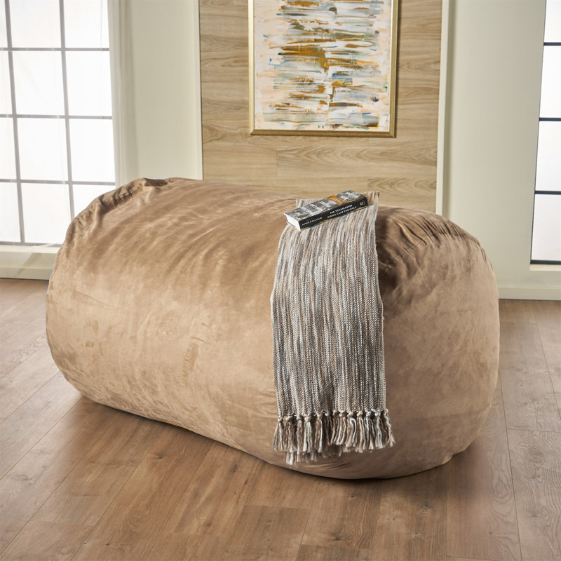 Fauteuil à billes cylindrique en suède de microfibre 6,5 pi Asher, Champagne
