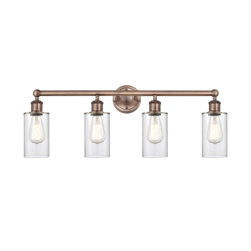 Caldello 4 - Light Dimmable Vanity Light, Clear, Antique Copper