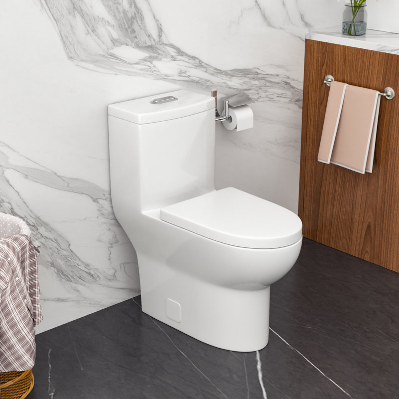 Siège de toilette une pièce allongé à double chasse inclus