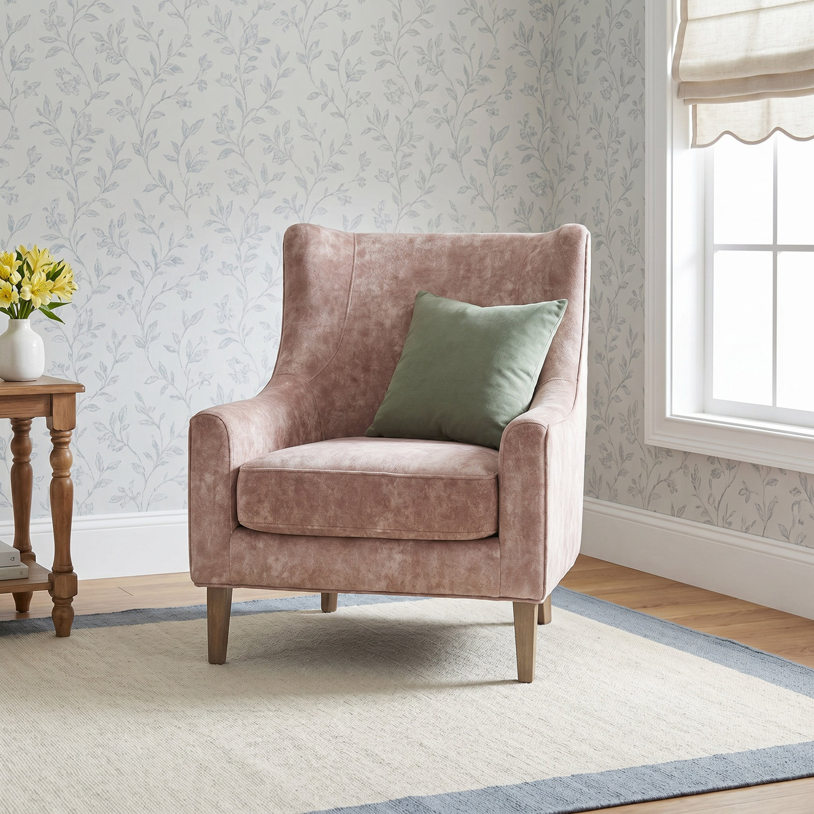 Aurora Hi-back Upholstered Accent Chair, Brown Polyester