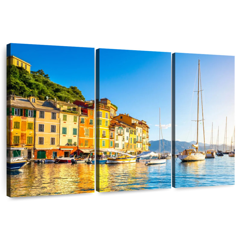 Bateaux Gillard au large de Portofino, H 48 po x l 74 po