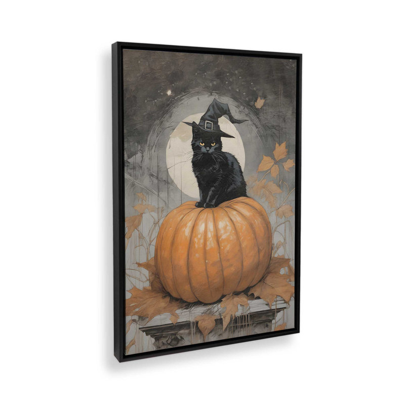 Impression sur toile Halloween Whiskers, H 18,75 po x l 12,75 po, Noir satiné