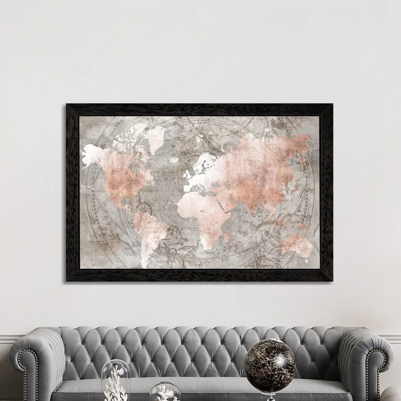 Celestial World Map by Isabelle Z - Print on Canvas, Black Framed, 152.5 cm H x 101.5 cm W