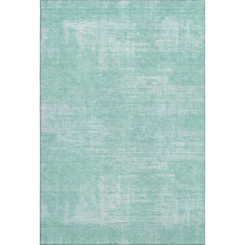 Premium Machine Washable Prisco Turquoise Rug, Rectangle 2'6" x 3'10"
