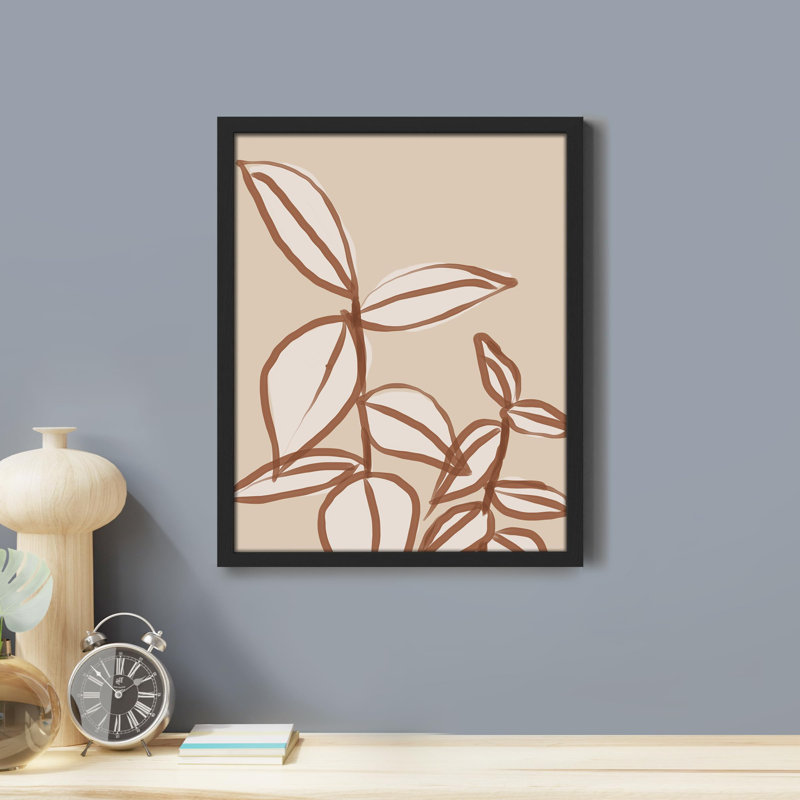 «Botanical Leaves Line Art» sur papier, Noir, H 16 po x l 12 po