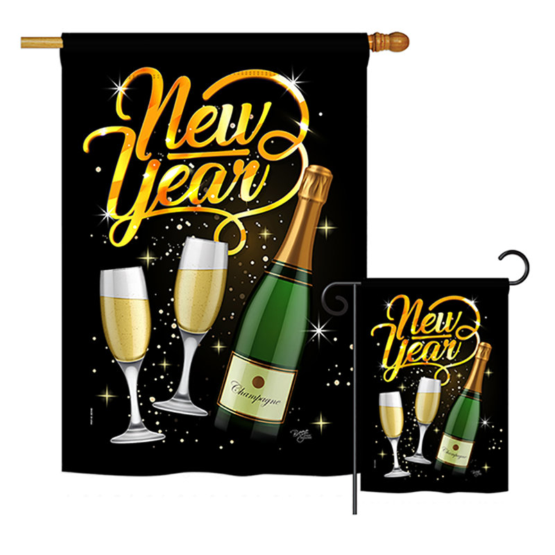 Double Sided Polyester New Year's Flag Set