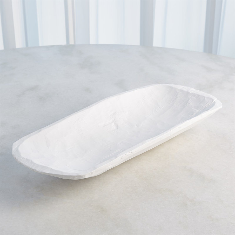 Faux Timber Rectangular Bowl-Matte White