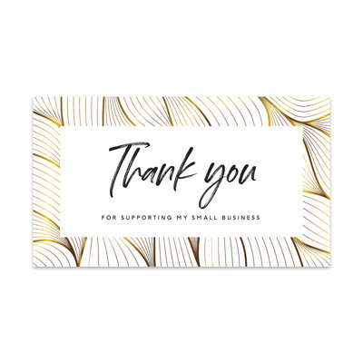«Thank You For Supporting My Small Business», motif de vagues dorées, paquet de 100, 2 x 3,5 po