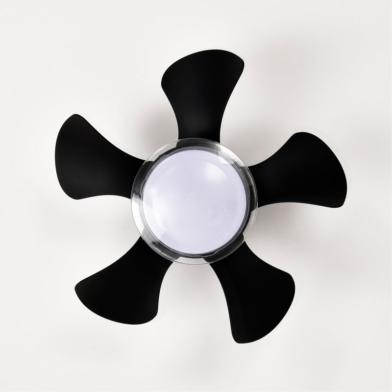 21''  Low Noise Matte Black Abs Blade Remote Ceiling Fan With Led Light For Kitchen Bedroom Dining Room Toilet Patio (Matt Black)