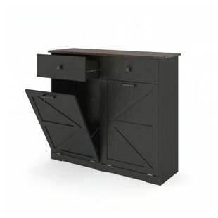 39.3''W Farmhouse Tilt Out Trash Can Cabinet W/Drawers,With Storage Basket For Kitchen -20 Gallon