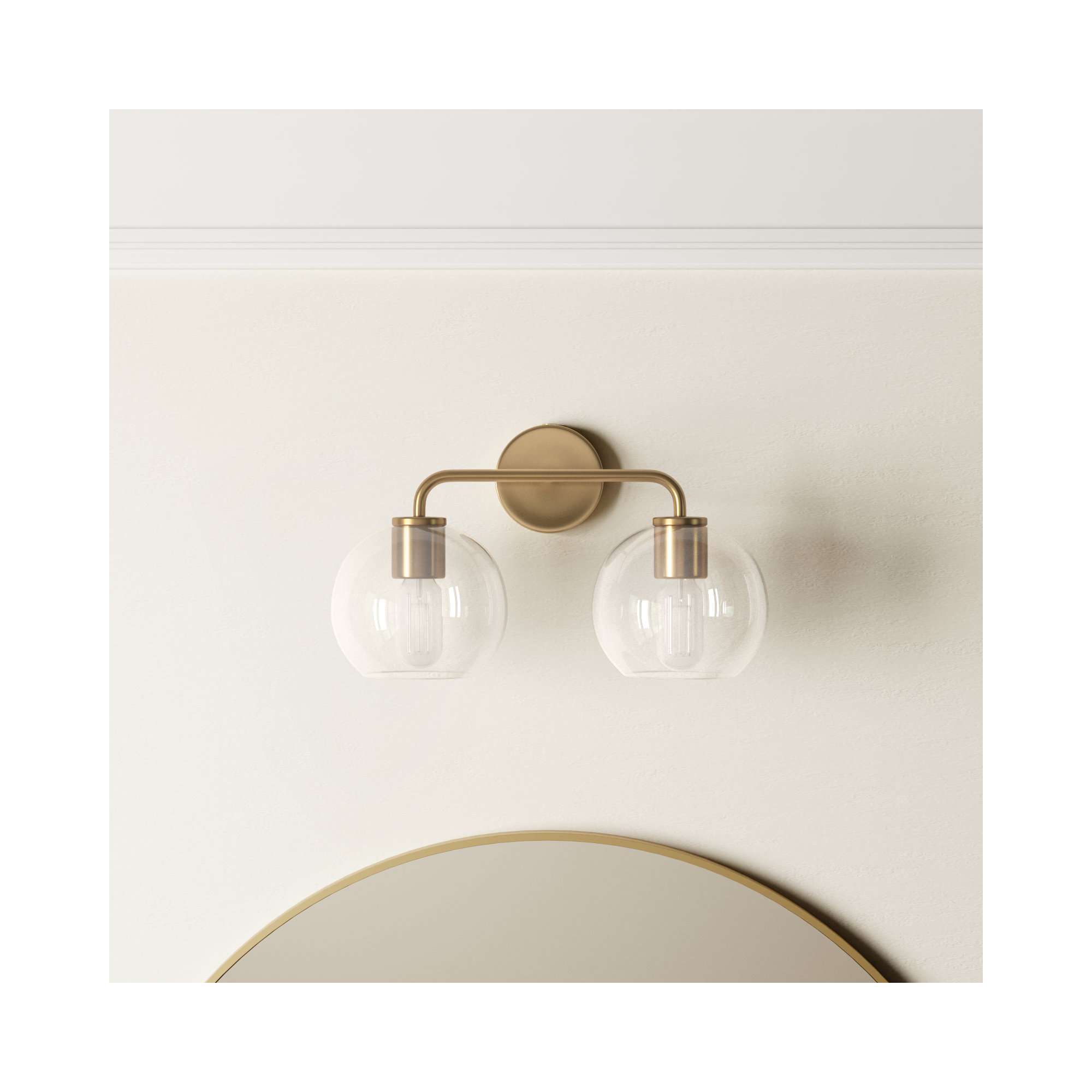 Childerley 2 Light Vanity, Satin Brass, Clear