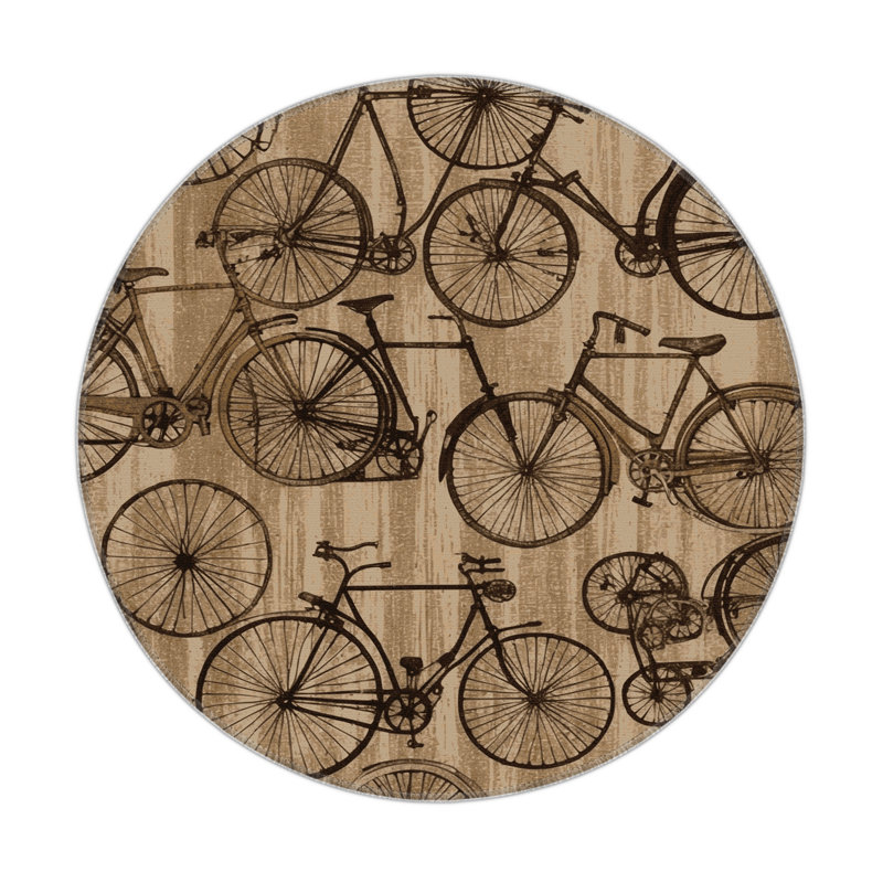 Tapis intérieur et extérieur beige Transport, Rond 5 pi