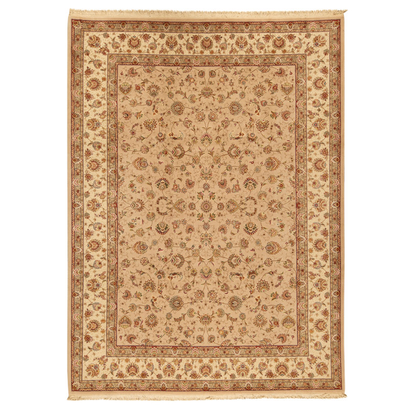 Hand Knotted Oriental Area Rug in Beige And Ivory