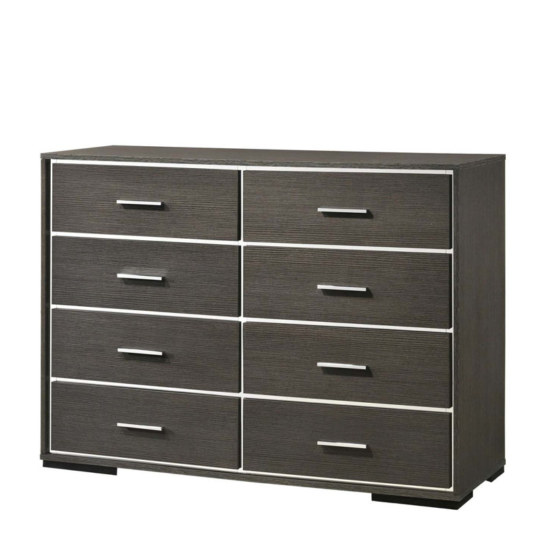Llanas 8 Drawer 56.6" W Double Dresser, Gray