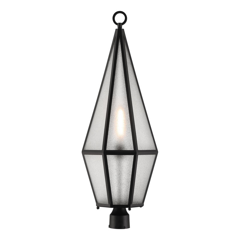 Peninsula Matte Black Art Glass Outdoor Post Lantern