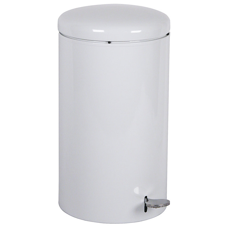 White 7-Gallon Stainless Steel Pedal Trash Can