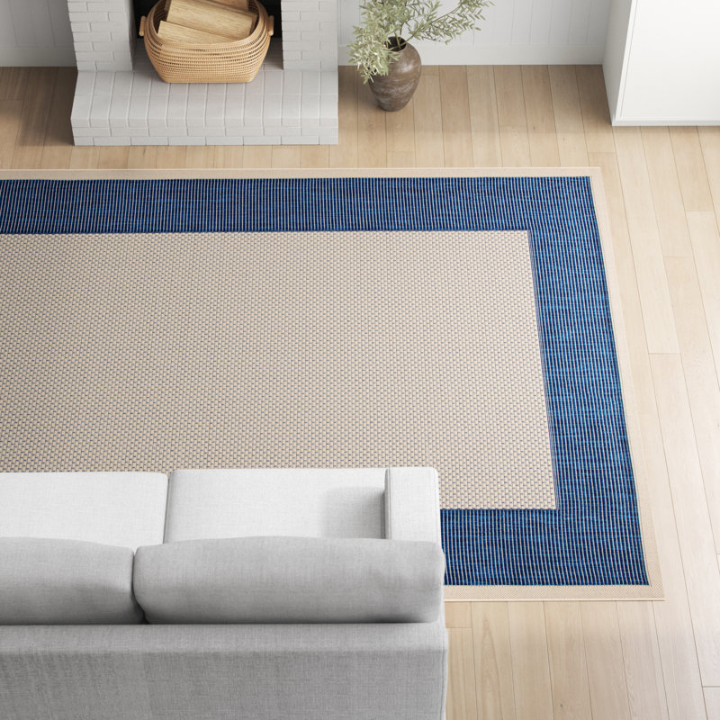 Tirrelle Beige/Navy Indoor/Outdoor Area Rug, Rectangle 8' x 10'
