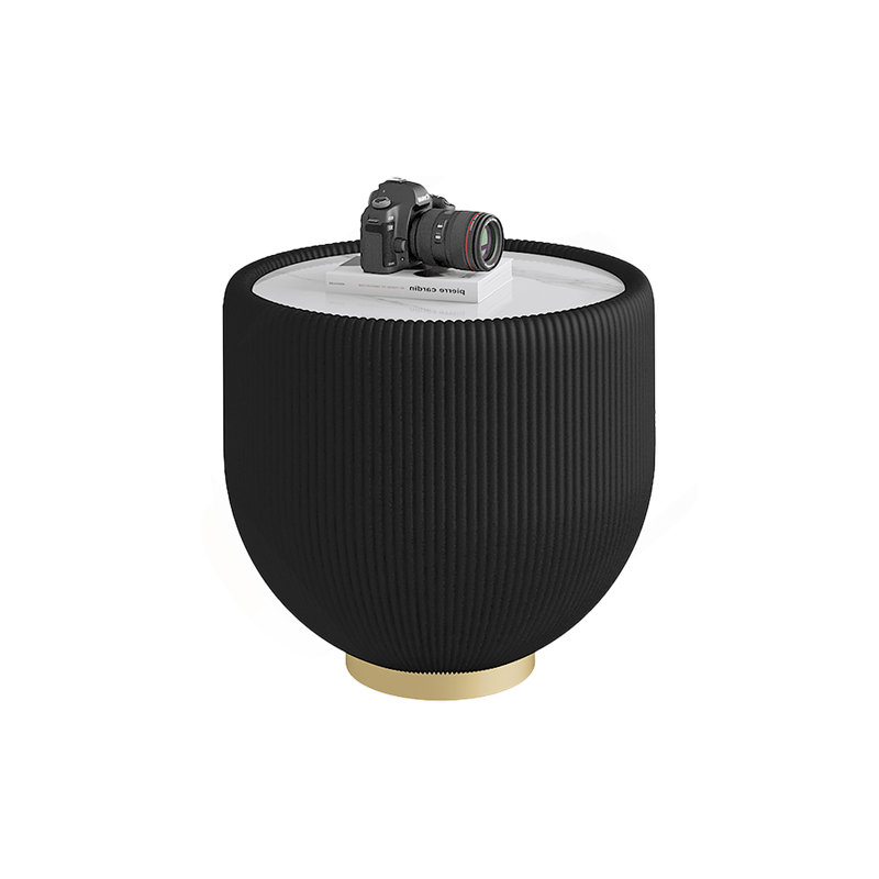 Table basse d'appoint moderne en cuir PU, Noir