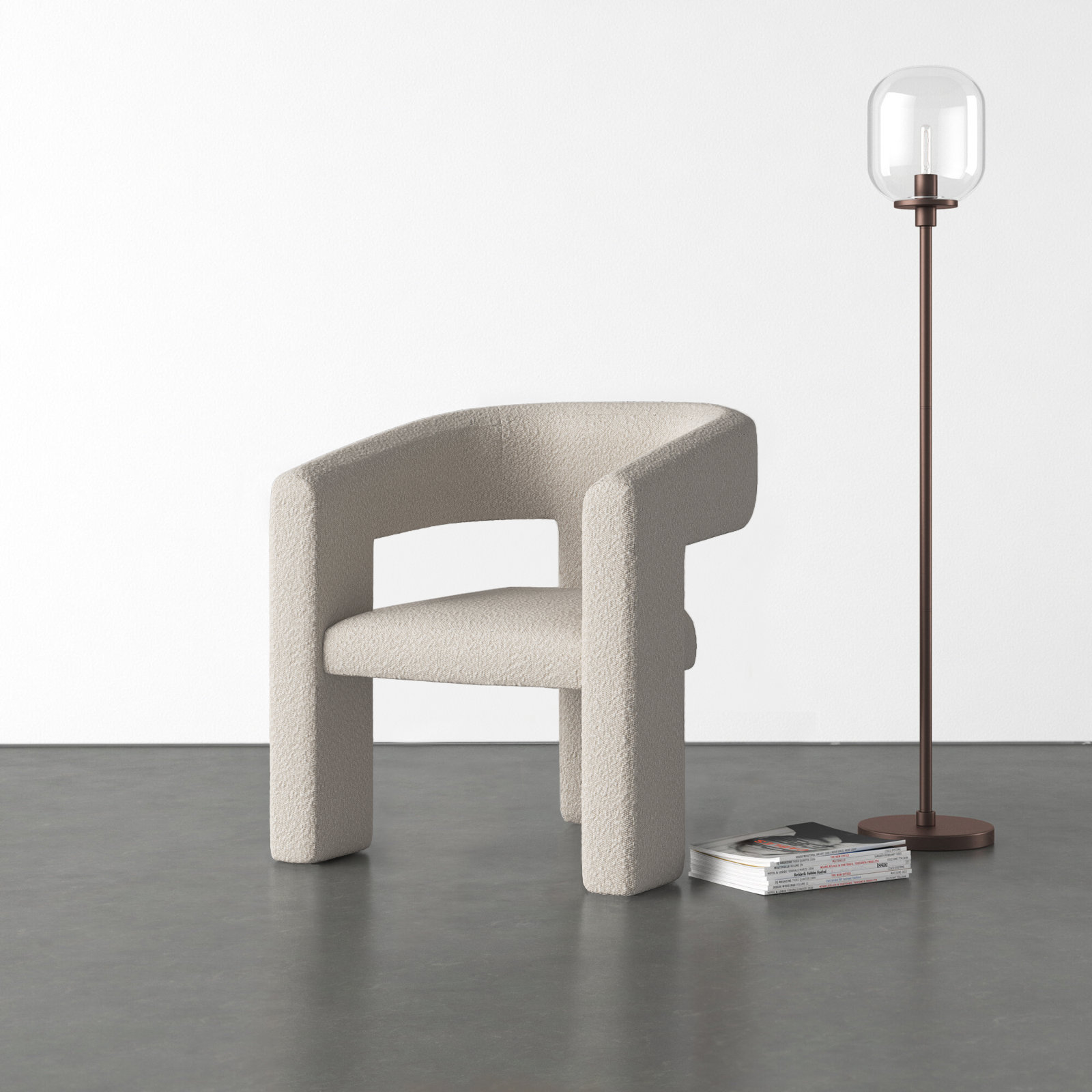 Verna Barrel Chair, White Polyester Blend