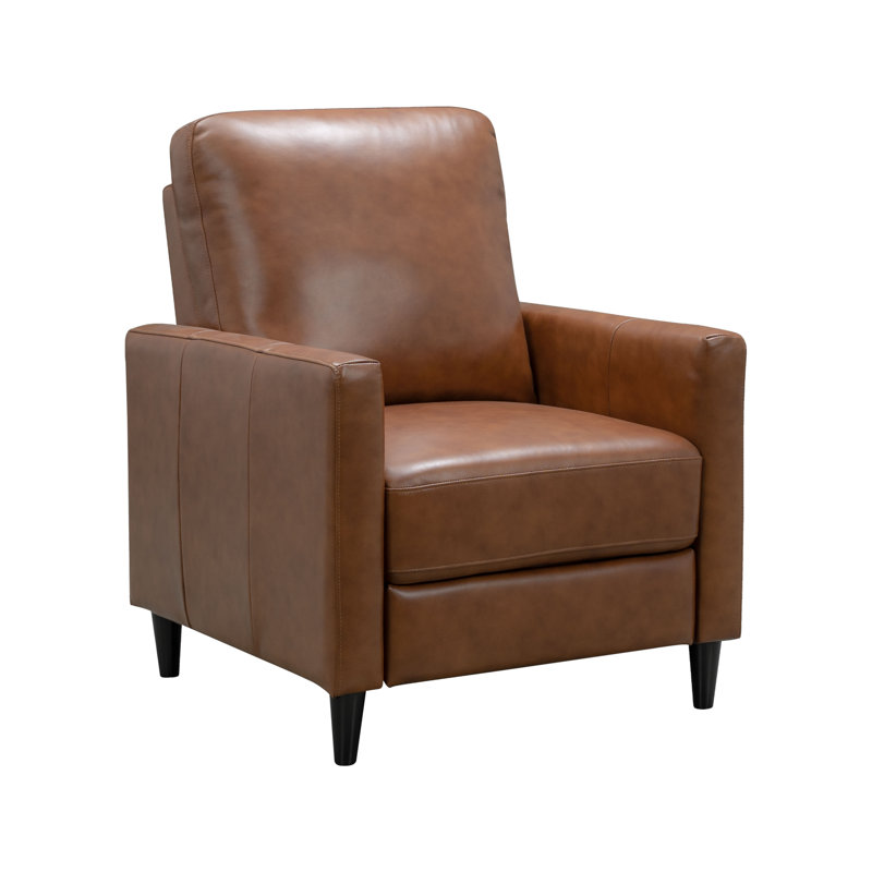 Fauteuil inclinable en cuir fleur , Cuir fleur camel