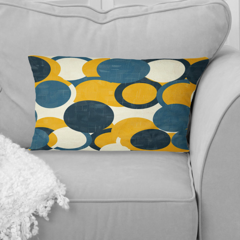 Coussin lombaire rétro Mid-Century - vert et jaune