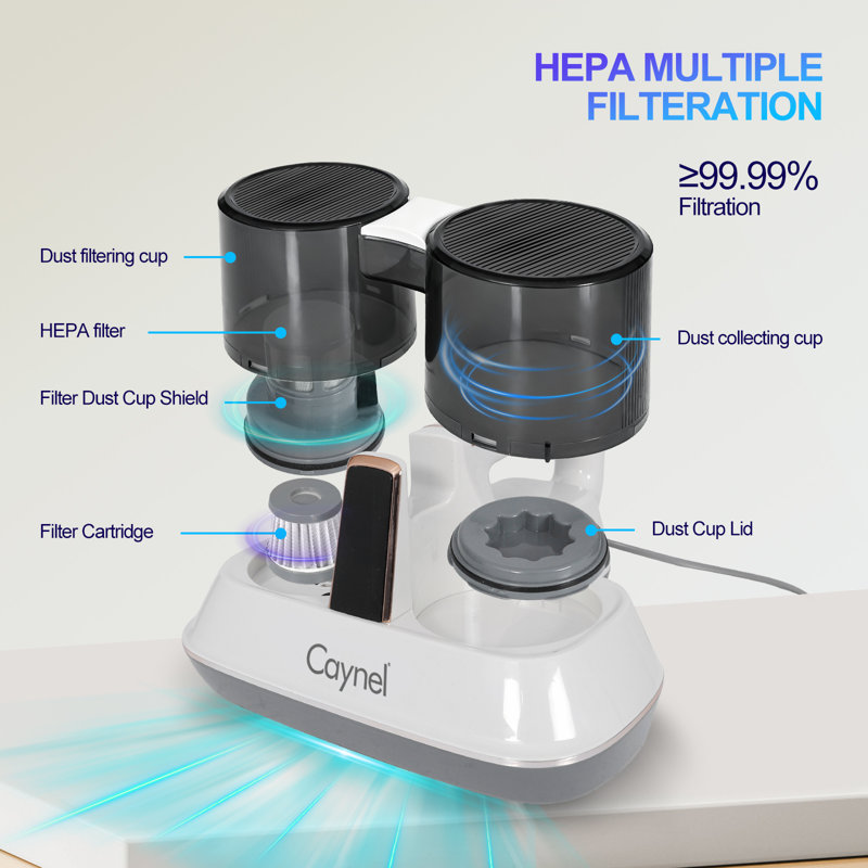 Dust Mite Remover, Mattress Vacuum Cleaner, Bed Vacuum Cleaner With 16Kpa Suction Uv-C Light, Ultrasonic & High Heating, 350W Powerful Double-Cup Handheld Vacuums For Bed, Sofa, Couch, Crib, Corded