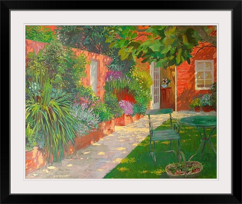 «Courtyard» par William Ireland - reproduction d'art, H 24 po x l 28 po x P 1 po, Cadre noir