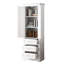 Grande armoire de rangement blanche à trois tiroirs pour l'organisation de la salle de bain, surface imperméable, bibliothèque de bureau facile à nettoyer, mouvement fluide, configuration des tablettes réglables-130583539-130583541