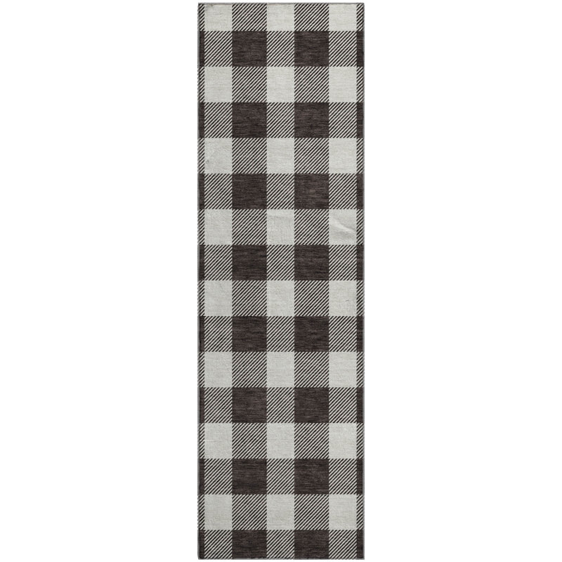 Tapis noir Prisco lavable à la machine de qualité supérieure, Tapis de couloir 2 pi 3 po x 7 pi 6 po