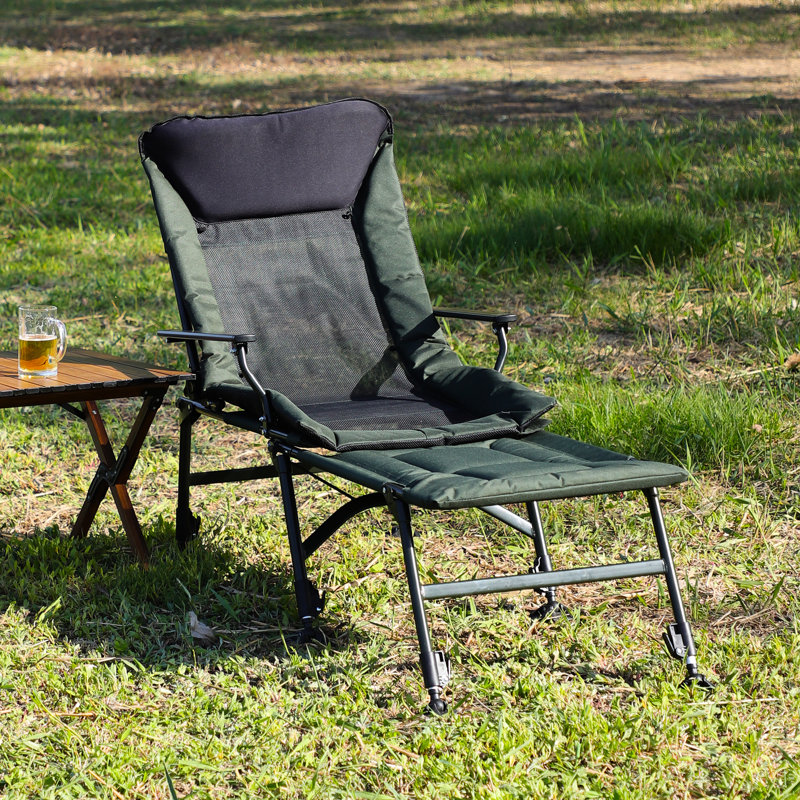 Chaise de camping inclinable pliable avec coussin réglable et éponge pour des sorties détendues