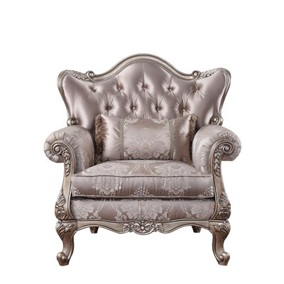 Jayceon Fabric & Champagne Finish Chair W/Pillow