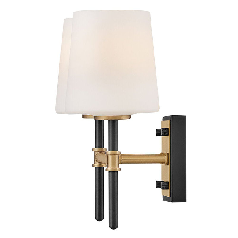 Saunders 2 - Light Bath Sconce, Black/Lacquered Brass